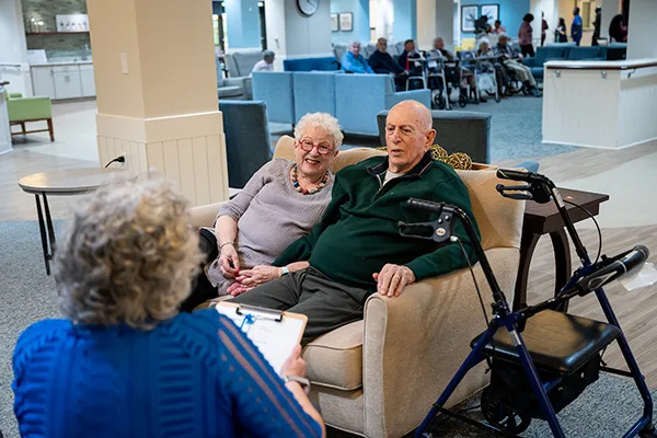 Edenwald_Health-Services_Skilled-Nursing An elderly couple on a sofa in a consultation appointment